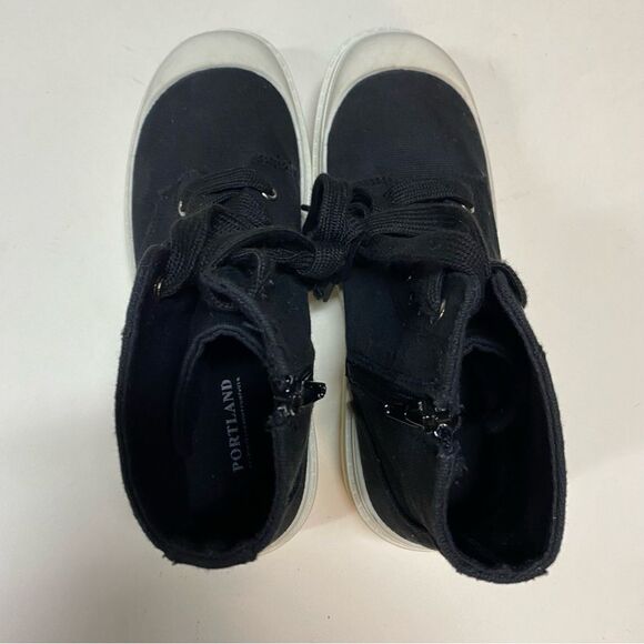 PORTLAND Boot Company Canvas Lug Sole lace up Y2K zip up moto combat boots 6 - Picture 6 of 10